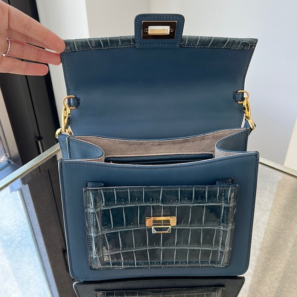 Krenoir Kandie Medium Bag in Arctic Shine Handbag Purse Crossbody Alligator - Picture 12 of 14